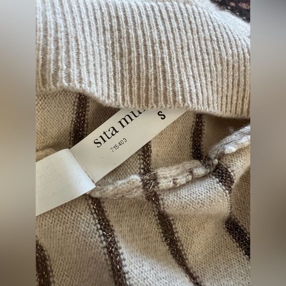 Sita Murt cozy cashmere wool blend cream striped sweater - Picture 6 of 7
